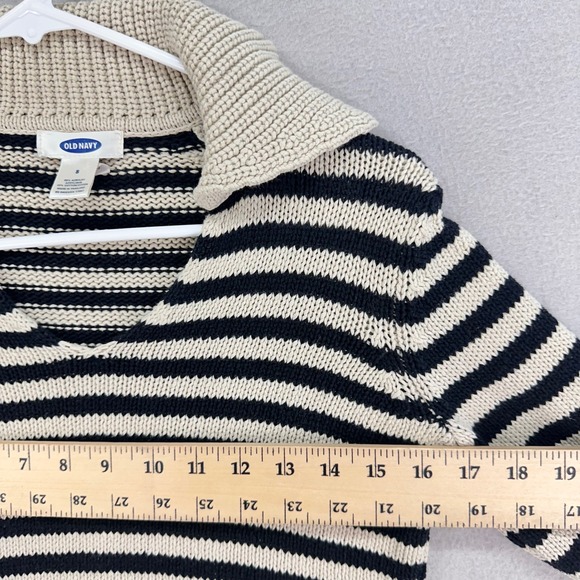 VTG Y2K Old Navy Sweater Womens‎ S Striped Collared Ribbed Cotton Preppy - Picture 6 of 8